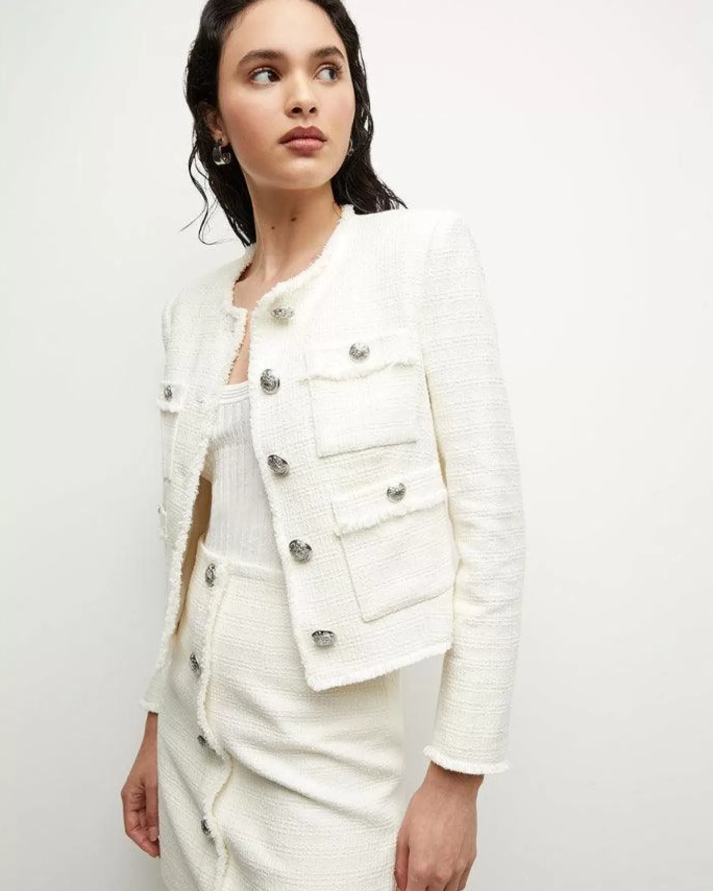 Veronica Beard Olbia White Tweed Jacket OFFWHITE Best