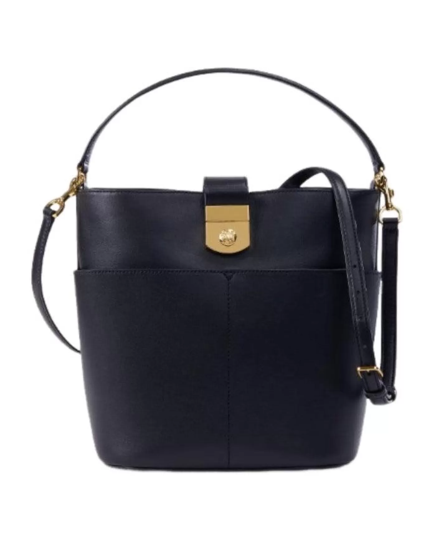 Veronica Beard Small Crest Lock Bucket Bag BLACK New