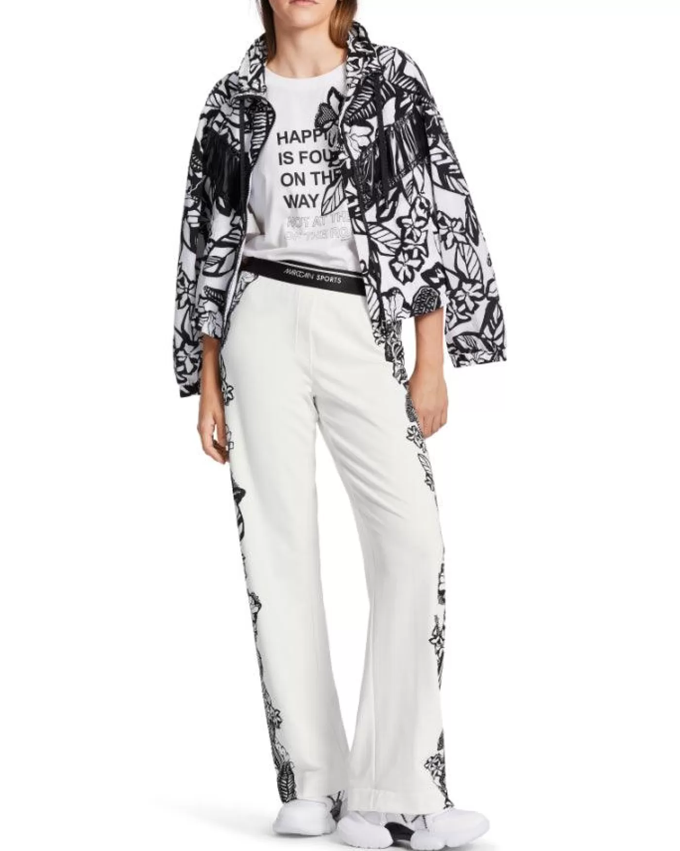 Marc Cain Welby Side Detail Pull On Pant WHITE/BLACK Outlet