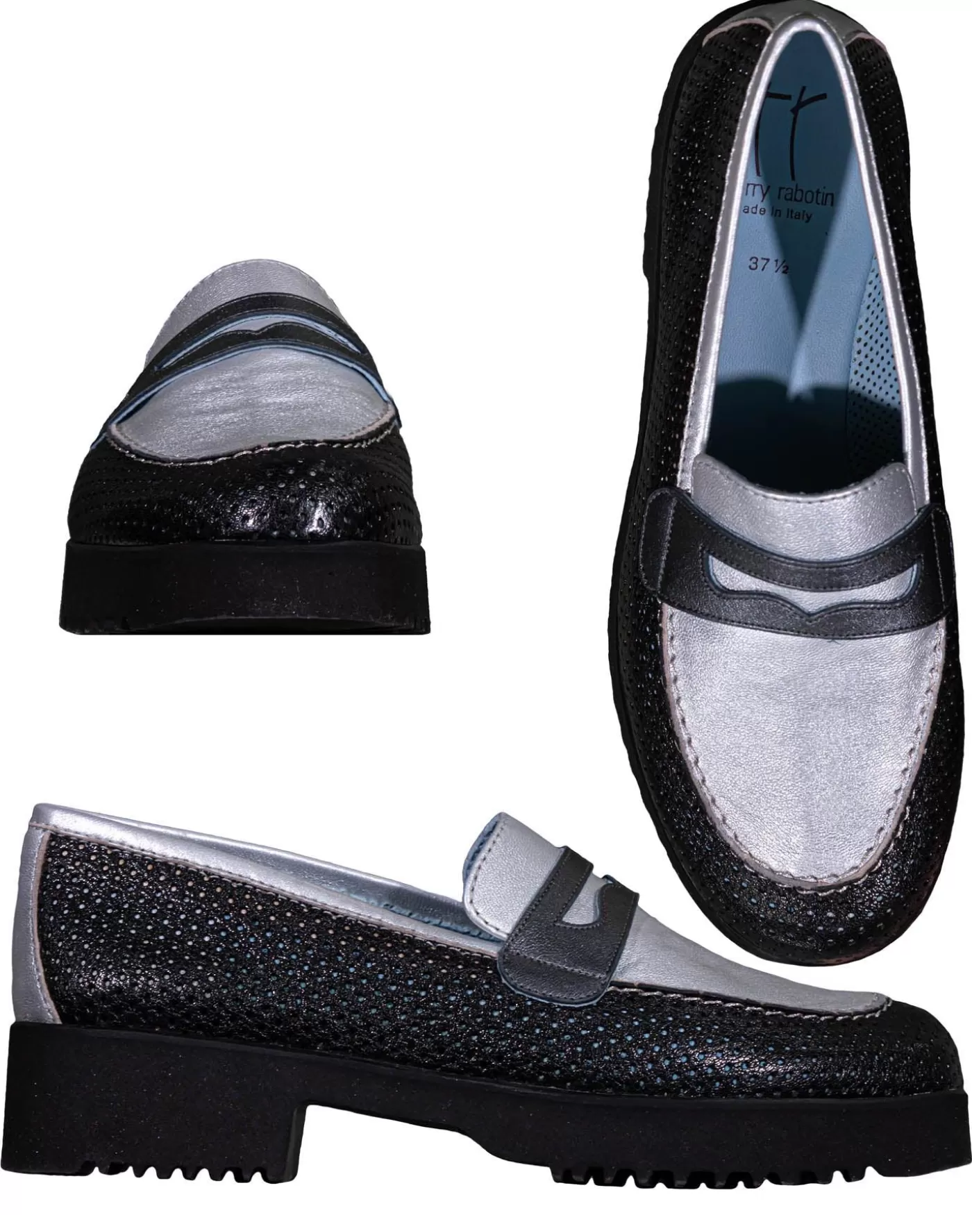 Thierry Rabotin Zed Two Tone Loafer Silver/Black Cheap